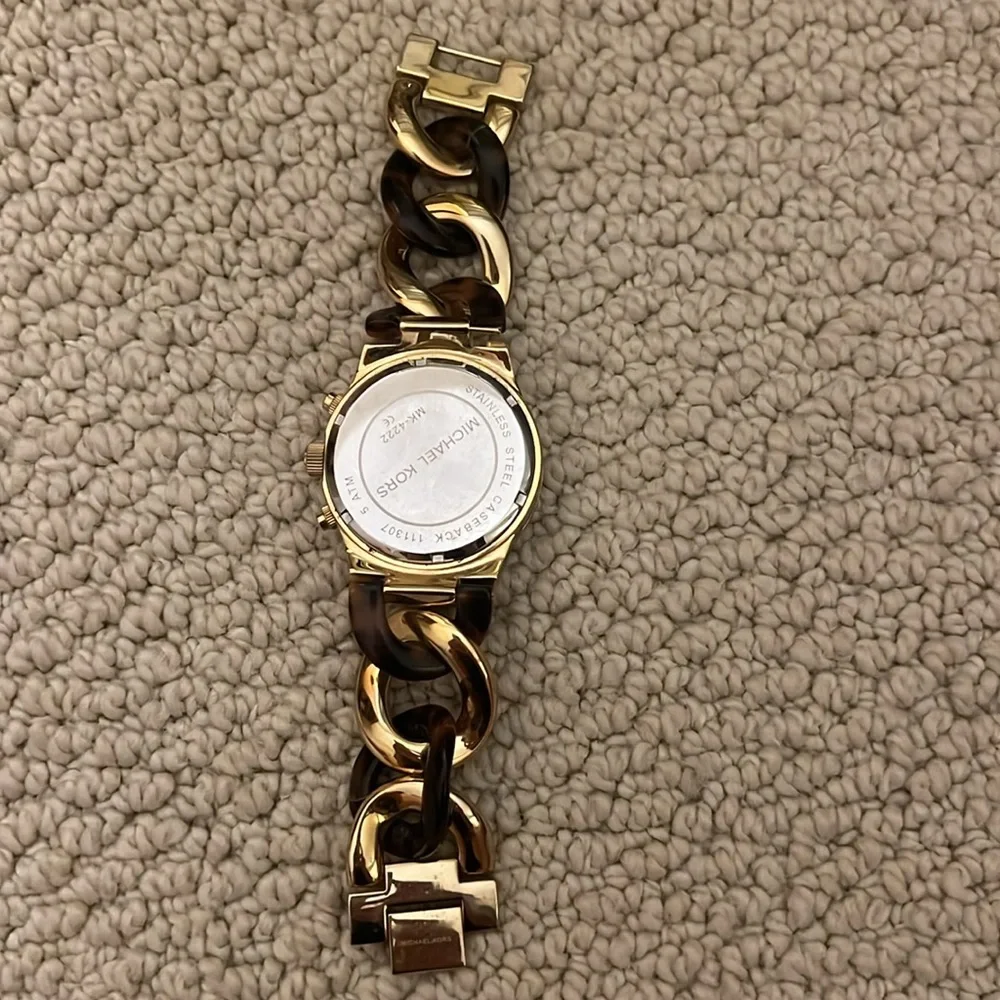 MICHAEL Michael Kors Gold and Brown Tortoiseshell Link Watch